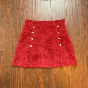 Red velvet skirt